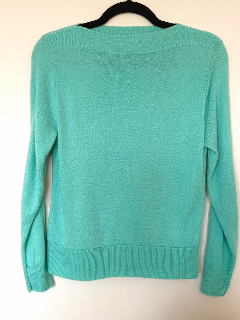 Turquoise Boat Neck Cinched Waist Sweater Vintage Kate Collins Size Small
